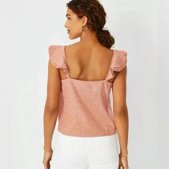 Ann Taylor Floral Linen Blend Pintucked Ruffle Tank Top Size Medium M NWT - Picture 6 of 8